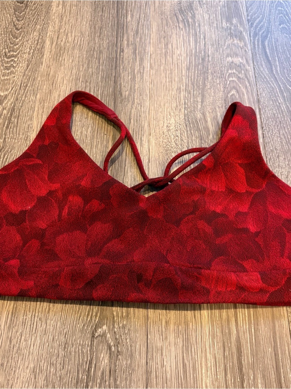 Athleta Red Floral Strappy Sports Bra Size S